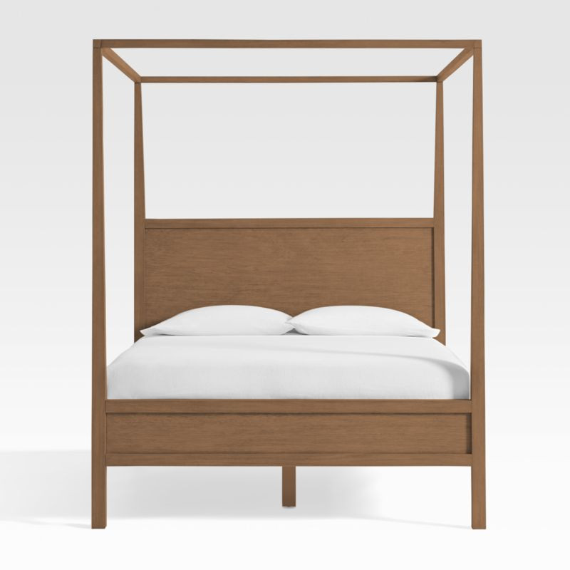 Keane Solid Driftwood Queen Canopy Bed | Crate & Barrel