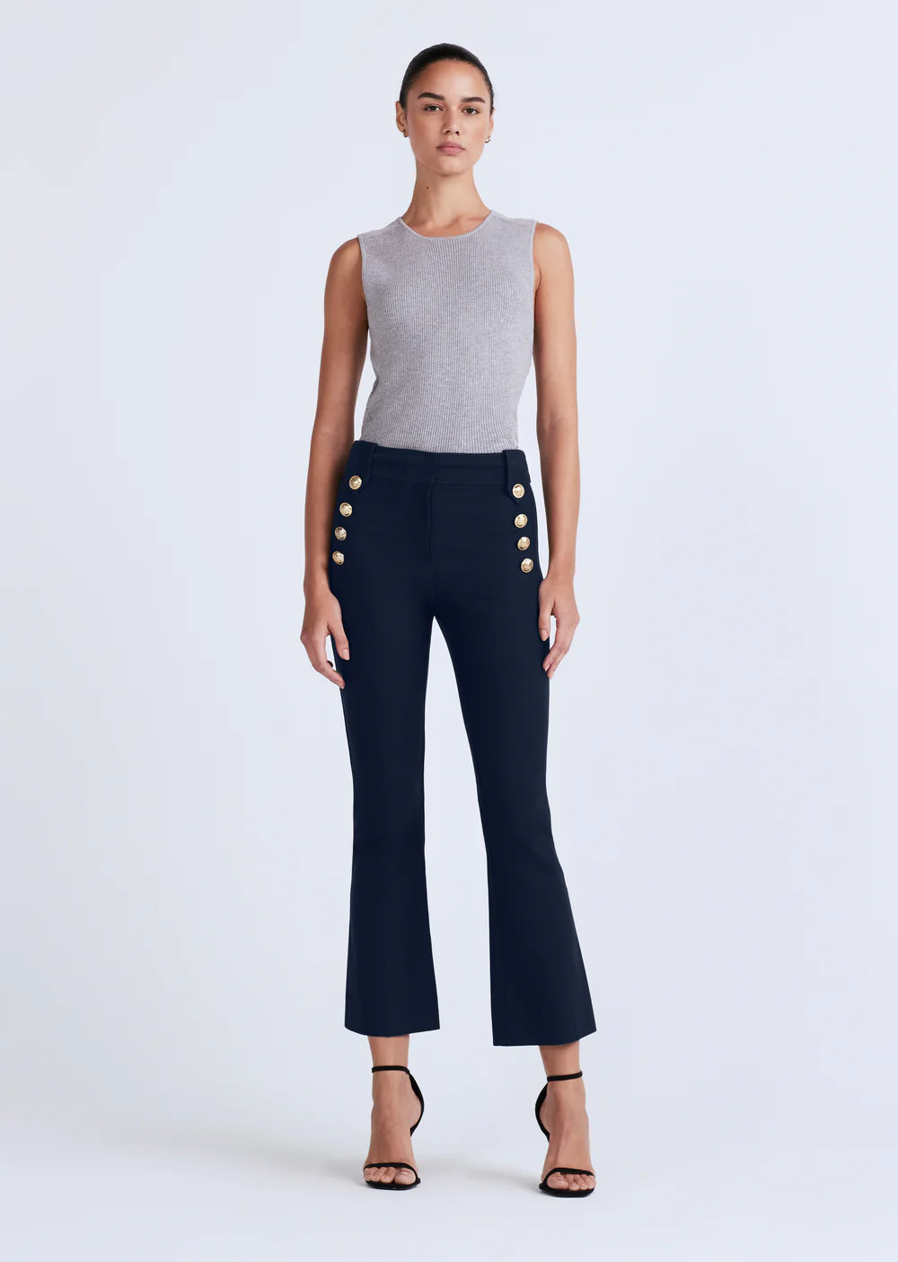 Robertson Soft White Crop Flare Trouser - Essentials | Derek Lam 10 Cr | Derek Lam