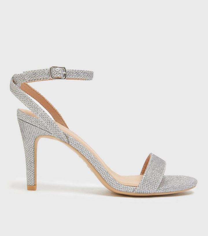 Silver Glitter Strappy Stiletto Heel Sandals
						
						Add to Saved Items
						Remove from Sa... | New Look (UK)