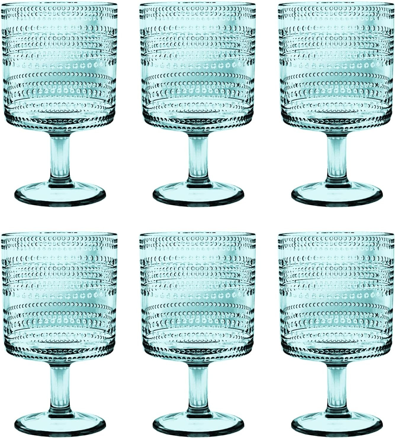 Beaded Stacking Goblet, Indoor/Outdoor, Sea Green, 14.8 oz., Set of 6 | Amazon (US)