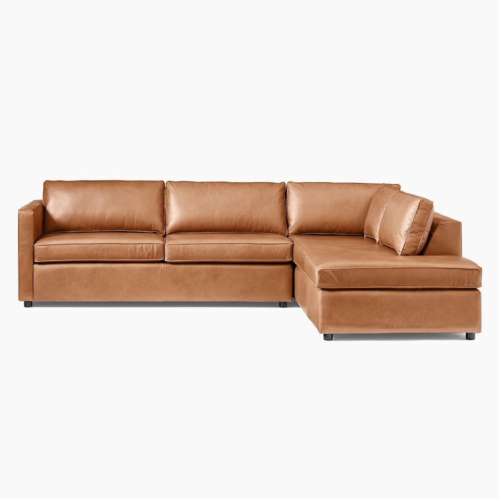 Harris Leather 2-Piece Terminal Chaise Sleeper Sectional | West Elm (US)