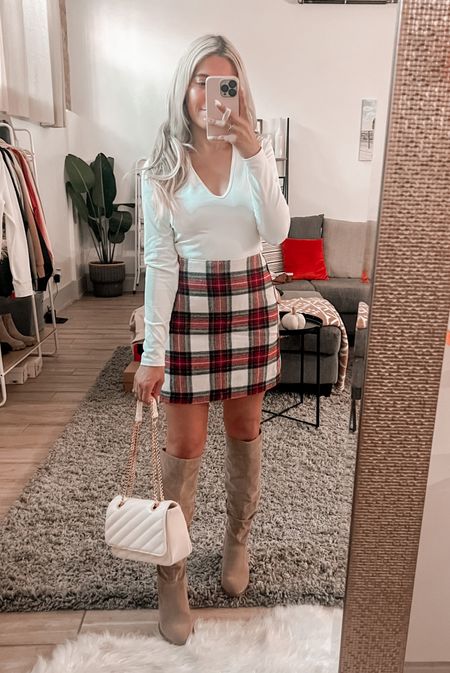 Black Friday deals
Abercrombie 
Plaid skirt 
Christmas outfit 
Thanksgiving outfit 
Holidays 
Winter outfit 
Knee high boots 
Boots 
White handbag 
Purse
Bodysuit 


#LTKGiftGuide #LTKCyberweek #LTKHoliday