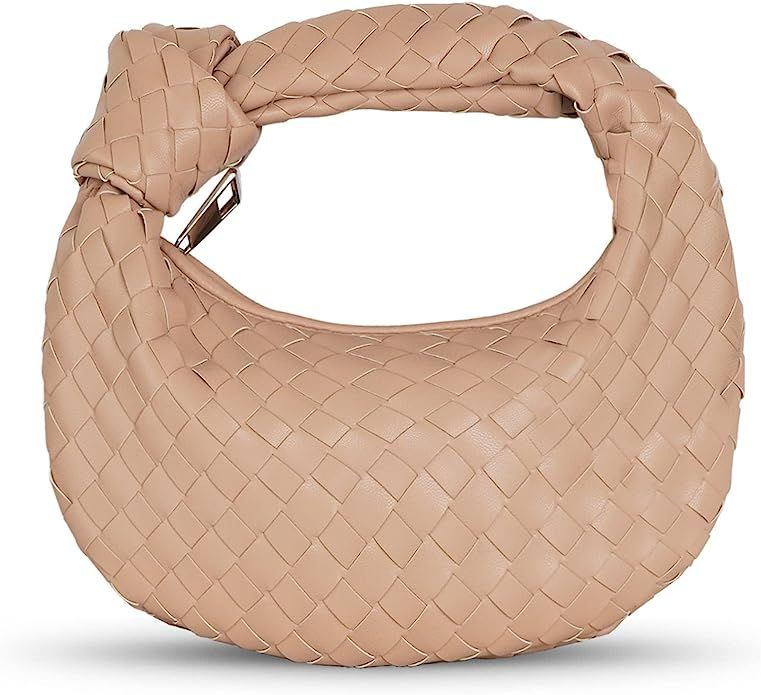 Woven Handbag,Women Shoulder Bag Hobo Handbag Leather Soft Shoulder Bag Woven Clutch Bag Knotted ... | Amazon (US)