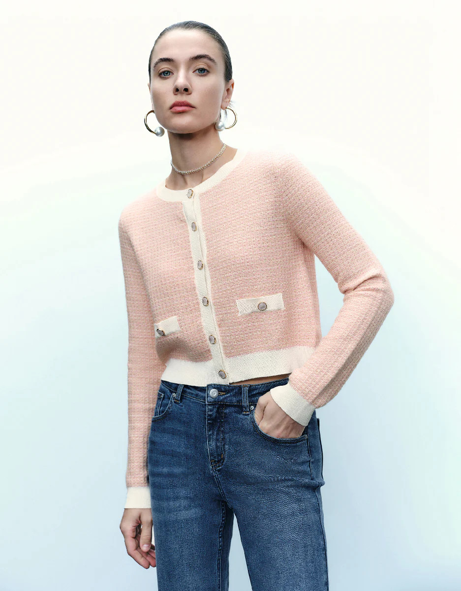 Knitted Cardigan With Faux Pearl Buttons | Urban Revivo