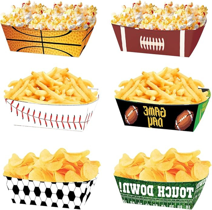 36Pcs Sports Themed Party Paper Food Trays, 5.5 x 3.1 x 1.7 Inches,Sports Themed Birthday Party S... | Amazon (US)