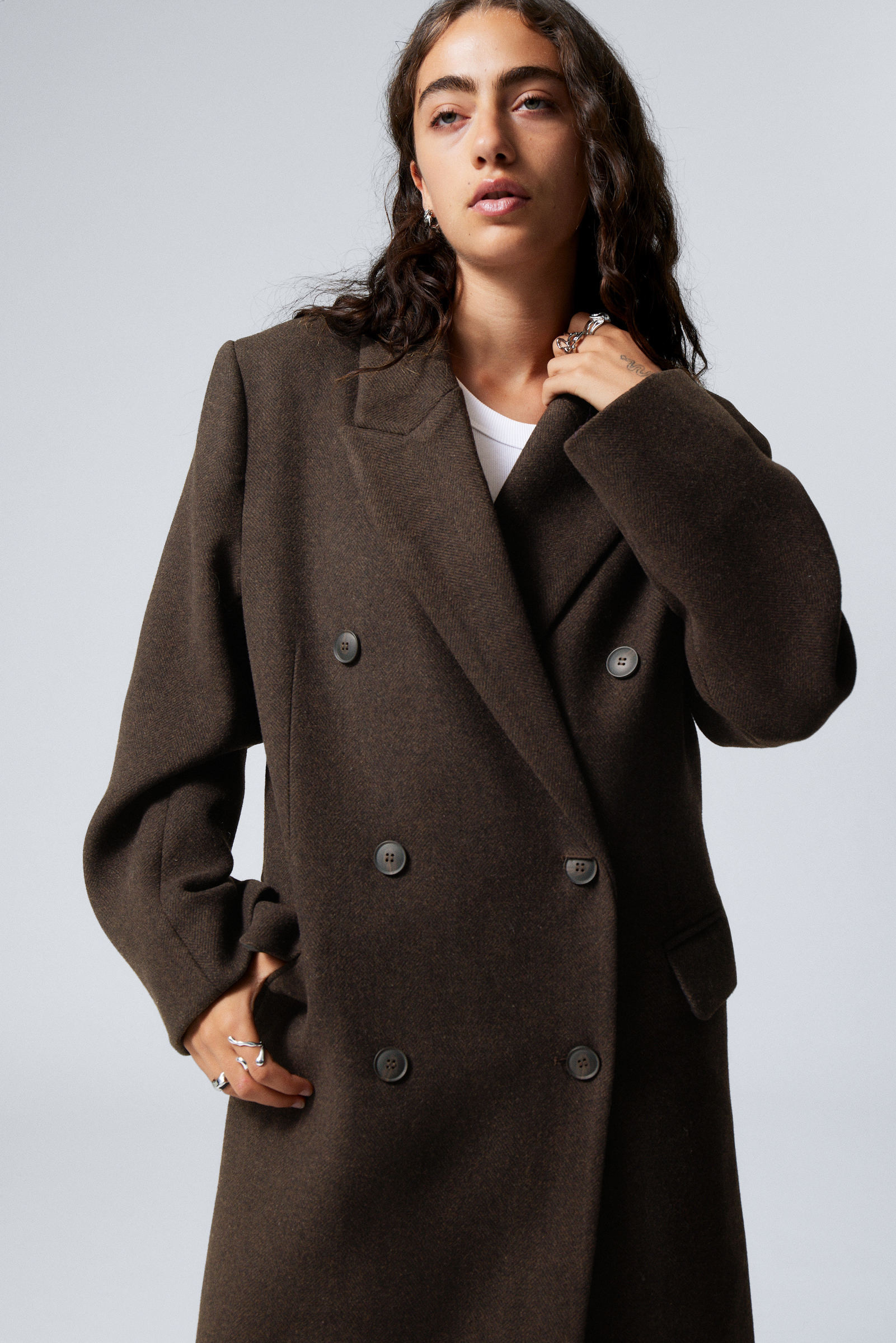 Oversized Double-Breasted Wool-Blend Coat | Weekday