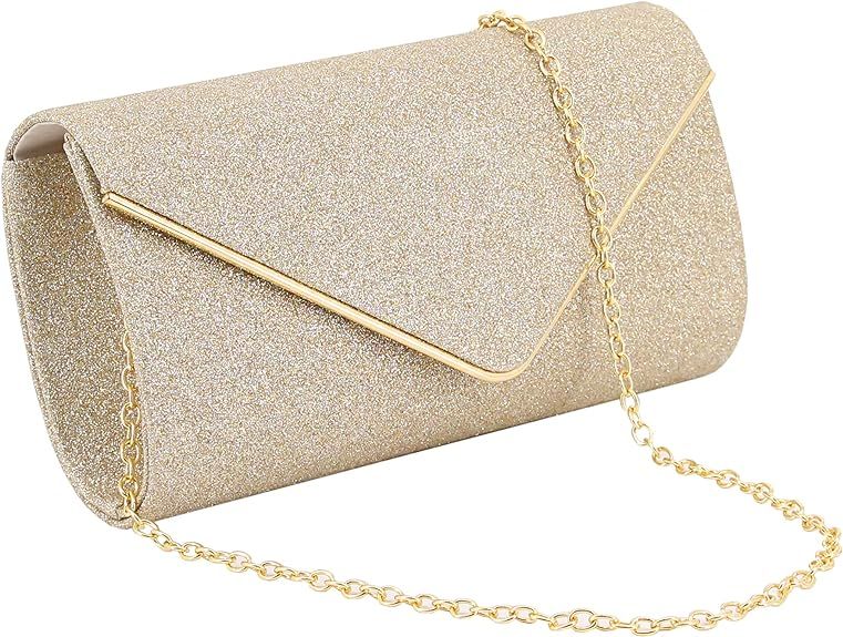 Gabrine Womens Evening Envelop Bag Handbag Clutch Purse Shiny Sequins Fabric Material for Wedding... | Amazon (US)