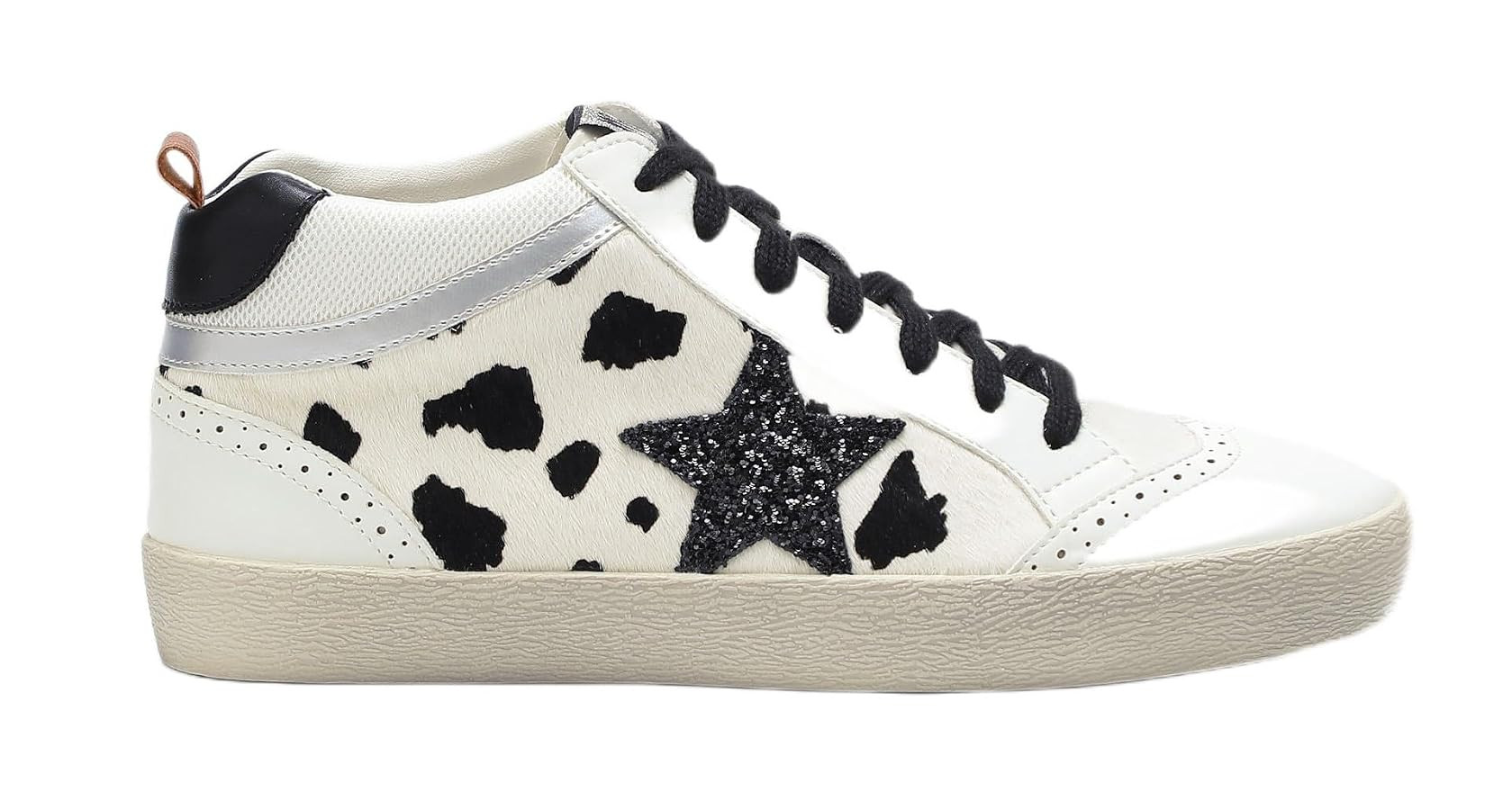 Mi.iM Daisy Rubber Sole Lace-up Glitter Suede Mid Star Sneakers | Amazon (US)