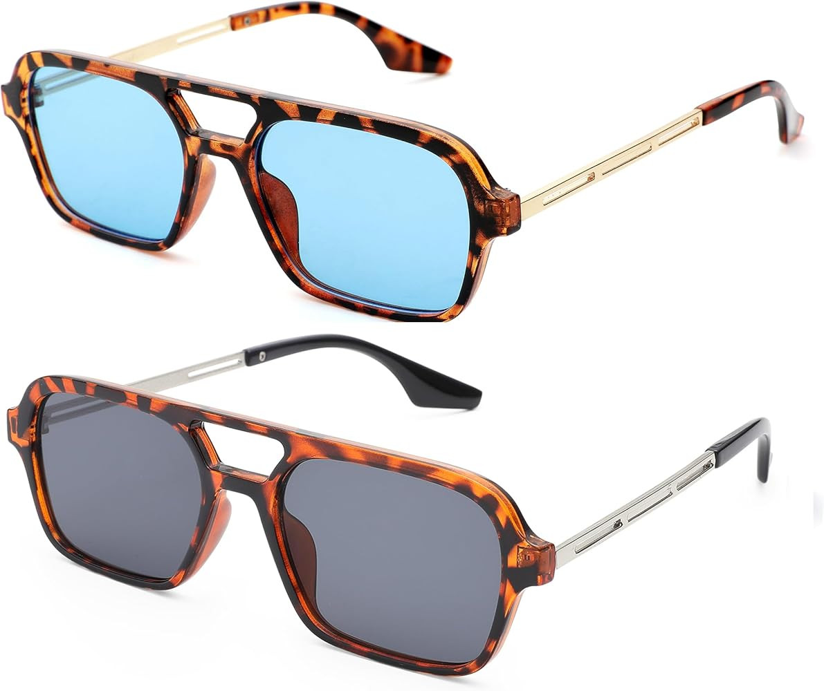 GentleMaker Vintage 70s Aviator Sunglasses for Women and Men Square Flat Shades with UV400 Protec... | Amazon (US)