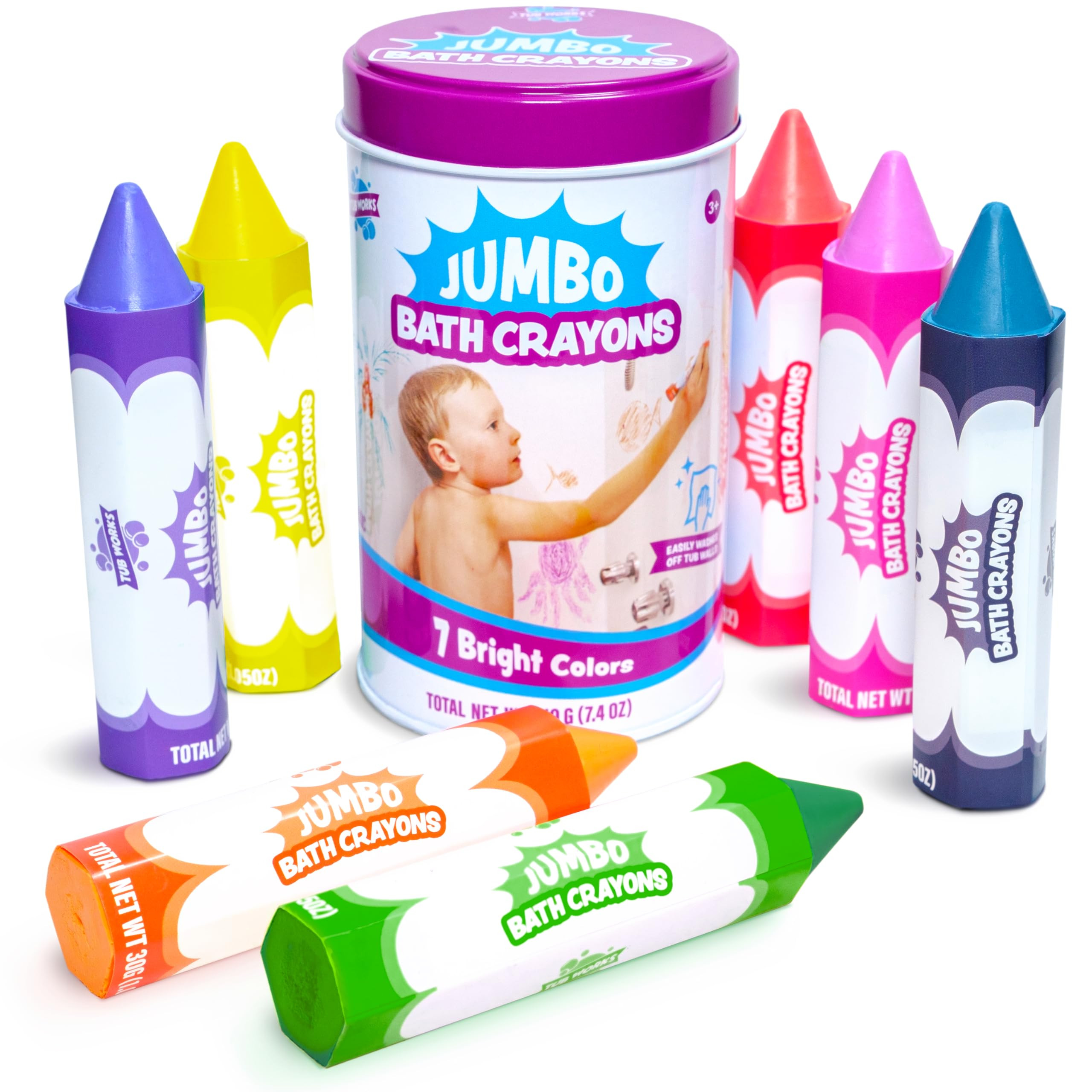 Tub Works® Smooth™ Jumbo Bath Crayons Bath Toy | Nontoxic, Washable Bath Crayons for Toddlers ... | Amazon (US)