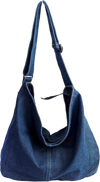 YunZh Denim Shoulder Bag for Women, Casual Style Lightweight Classic Retro Travel Shopper Hobo Ba... | Amazon (US)