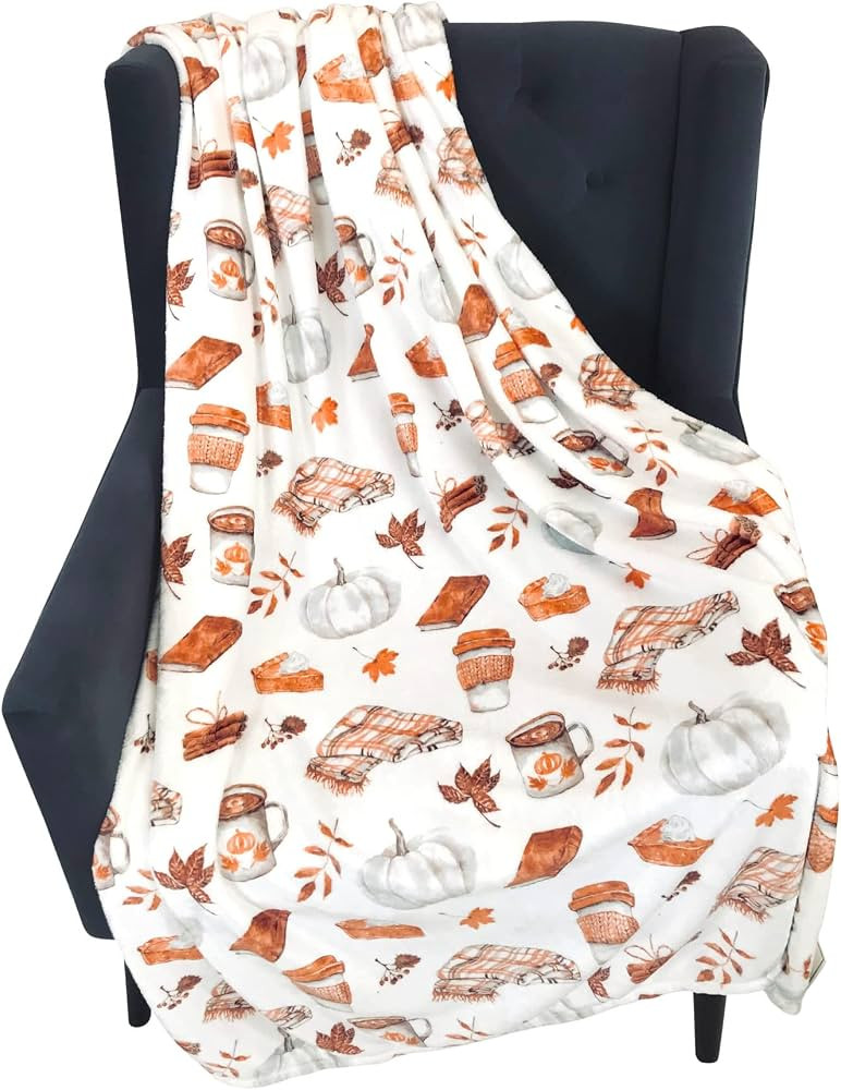 Fall Throw Blanket Soft Fleece: Pumpkin Spice and Everything Nice with Books Wraps Coffees Lattes... | Amazon (US)