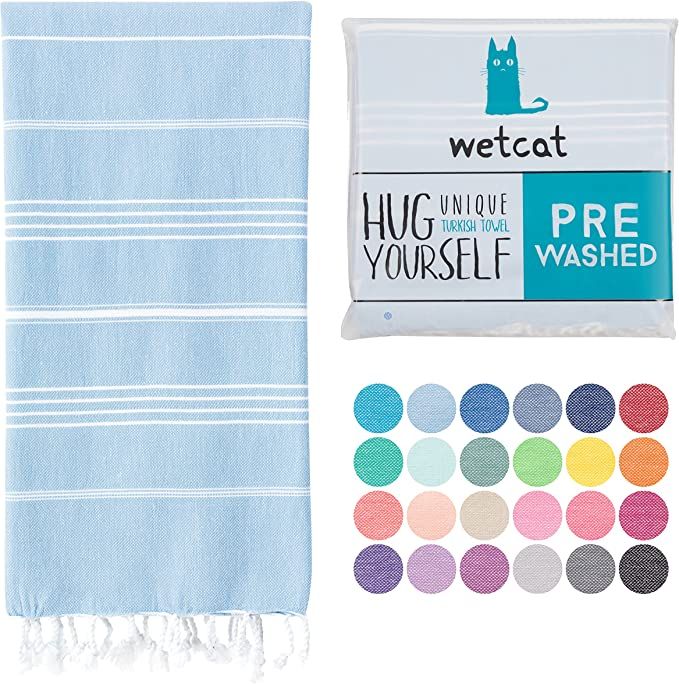 WETCAT Turkish Beach Towel (38 x 71) - Prewashed for Soft Feel, 100% Cotton - Quick Dry Beach Tow... | Amazon (US)