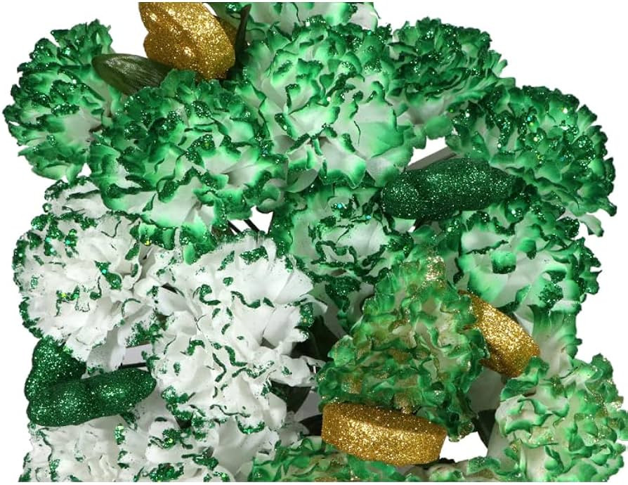 Saint Patrick’s Day Kelly Green and White Silk Carnation Flowers Bushes 13" | Amazon (CA)
