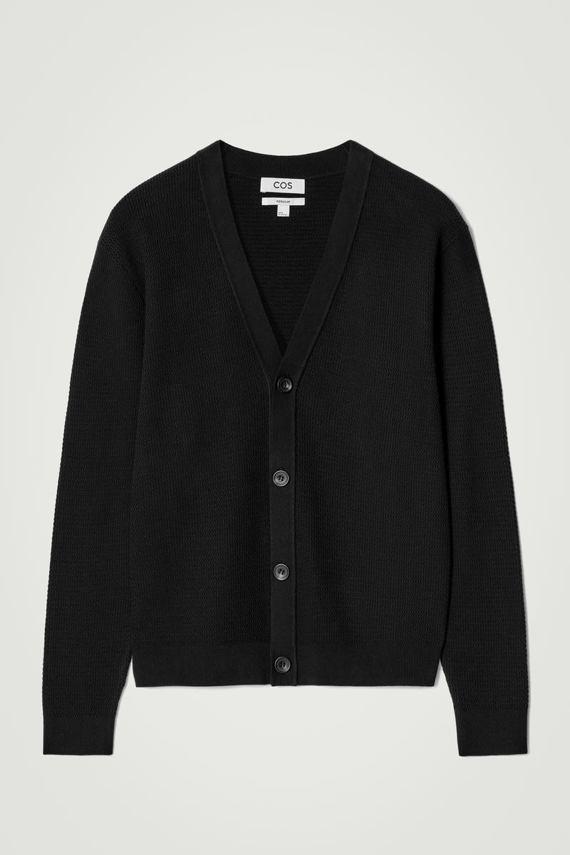 Textured Knitted Cotton V-Neck Cardigan | COS (US)
