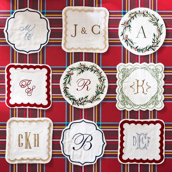 Bespoke Embroidered Coasters, Set of 4 | Mark and Graham