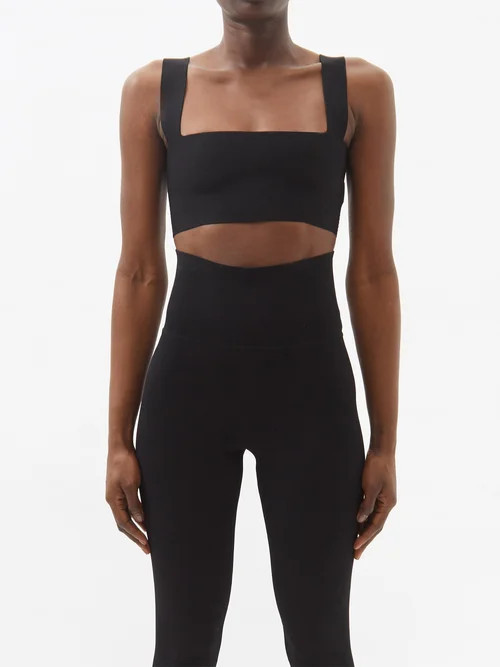 Victoria Beckham - Vb Body Square-neck Jersey Cropped Top - Womens - Black | Matches (US)