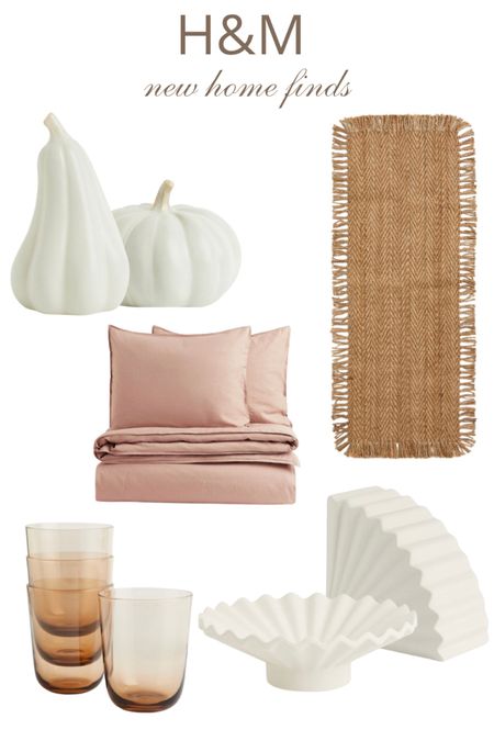 New H&M Home Decor finds for fall! 
Just a few of my favorites that are neutral and easy to add into any design and style. White pumpkins jute rug neutral bedding duvet cover set bookend decorative bowl glassware 

#LTKhome #LTKstyletip #LTKSeasonal