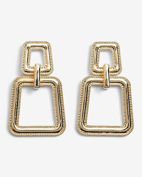 Textured Double Square Drop Earrings | Express