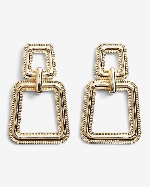 Textured Double Square Drop Earrings | Express