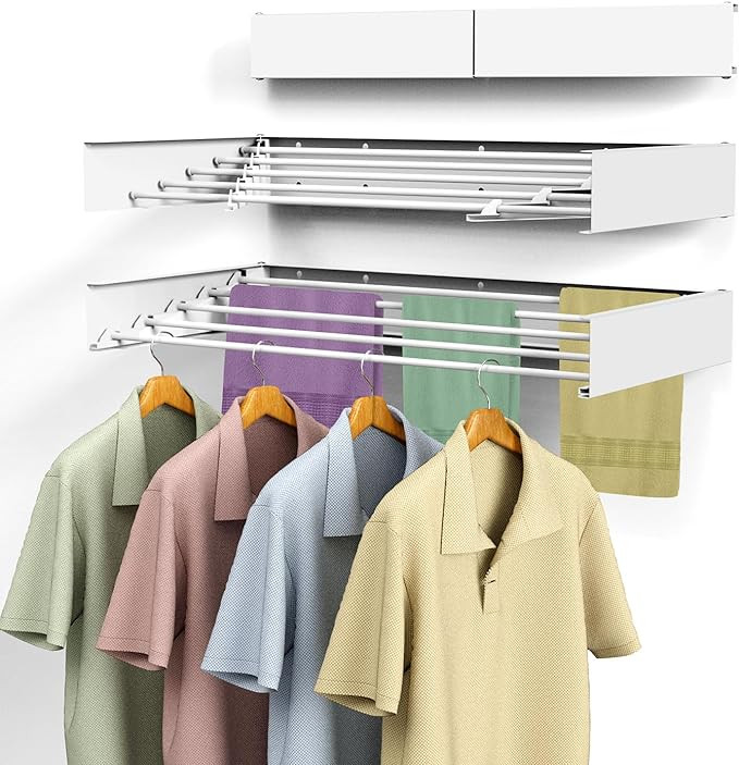 Laundry Drying Rack Collapsible, Wall Mounted Drying Rack, Clothes Wall Drying Rack, Space Saving... | Amazon (US)