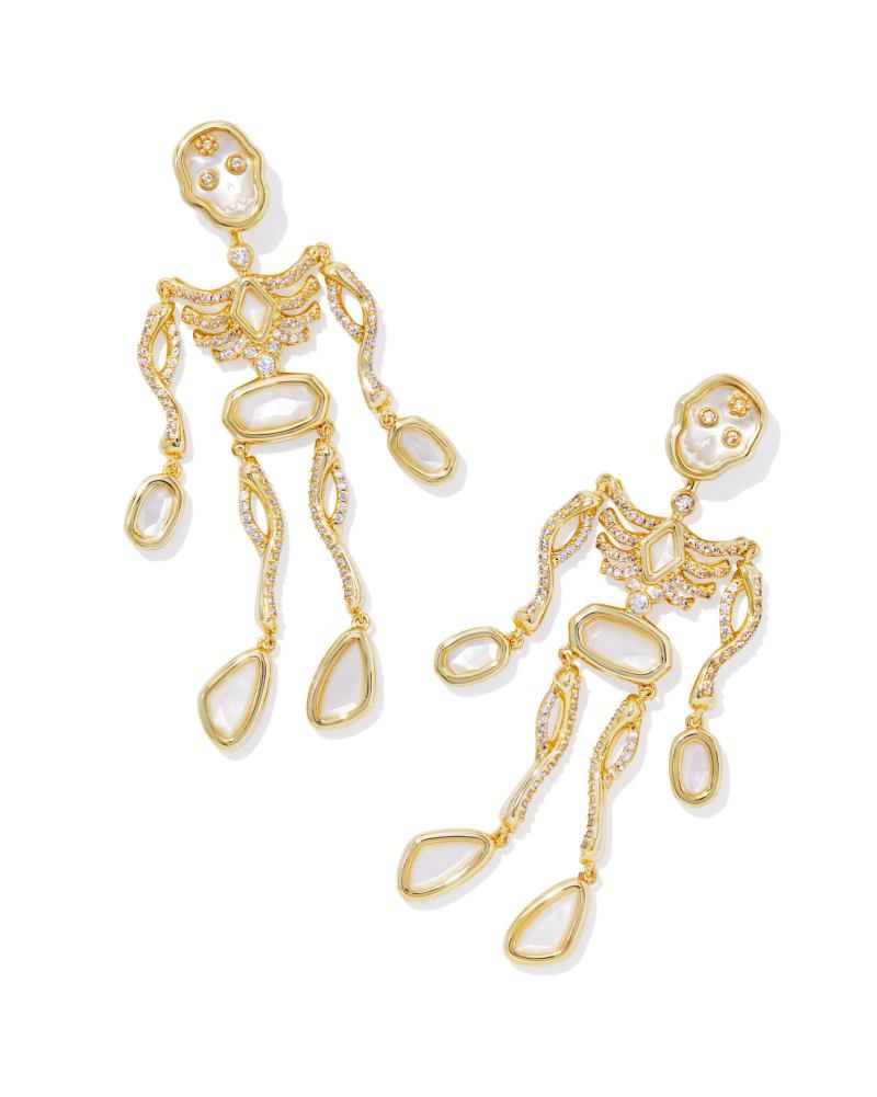 Skeleton Gold Statement Earrings in Ivory Mother-of-Pearl | Kendra Scott