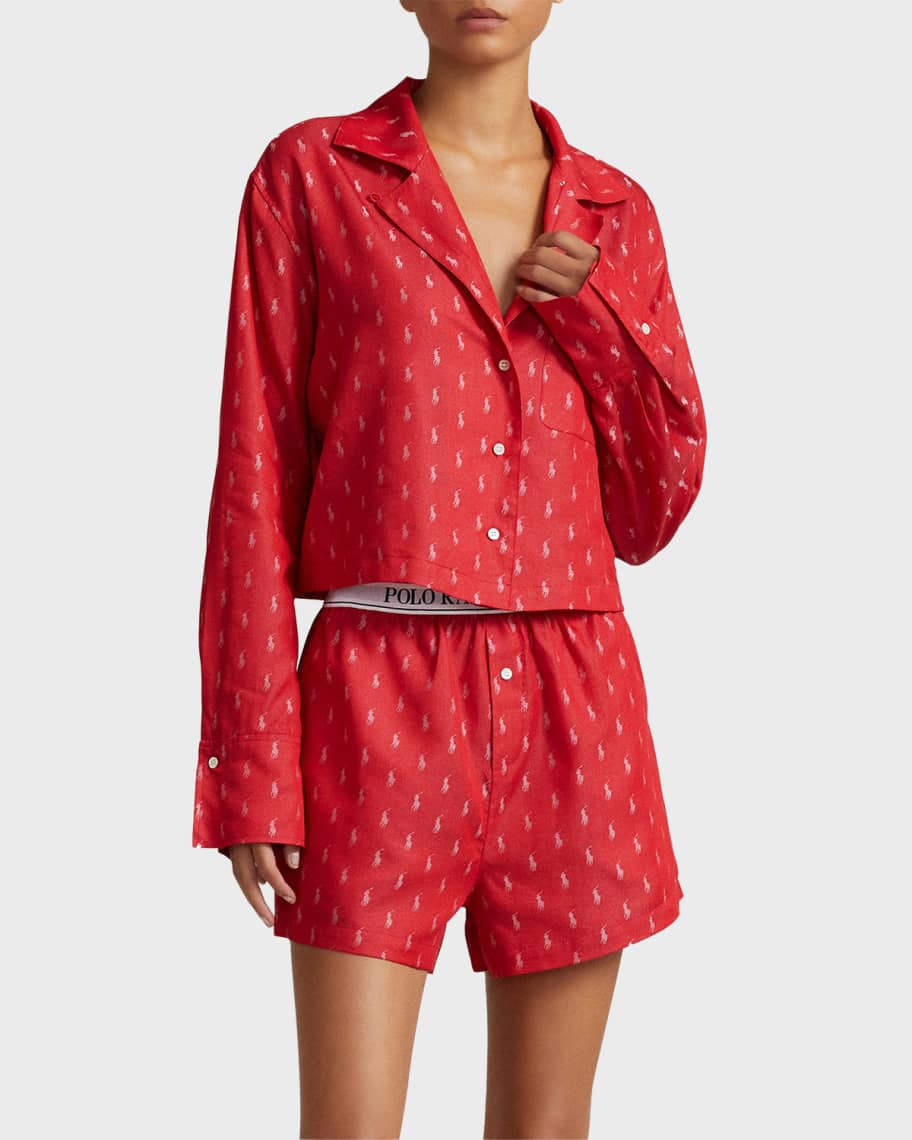 Logo-Print Shortie Pajama Set | Neiman Marcus