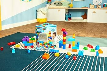 MEGA BLOKS First Builders Toddler Blocks Toys Set, Big Building Bag with 80 Pieces and Storage, B... | Amazon (US)