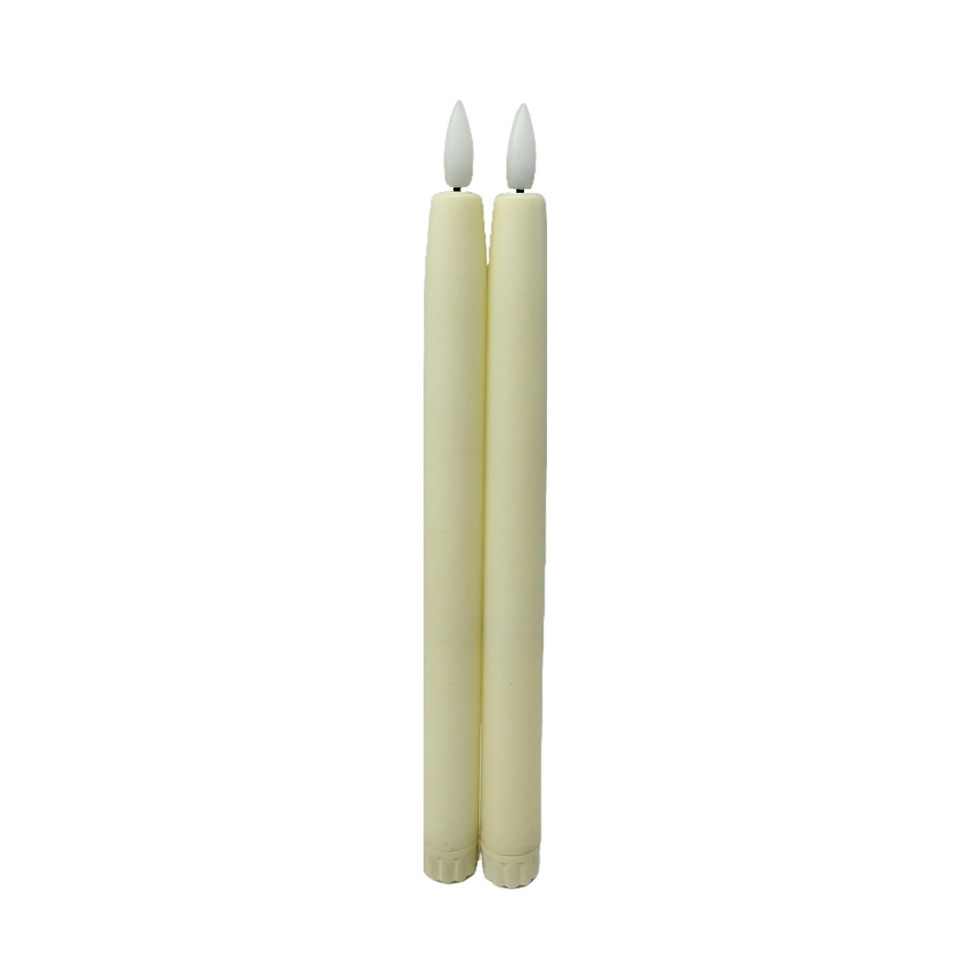 Mainstays Plastic Flameless LED Taper Candles with Wax Coating, Ivory, 11", 2 Count | Walmart (US)