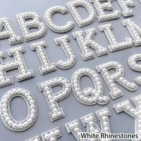 Pearl Rhinestone Letter Iron On Patch Sew Beaded Alphabet A-Z Bling Sparkling Capital Embroidered Name Badge Motif Jacket T-Shirt Backpack | Etsy (US)