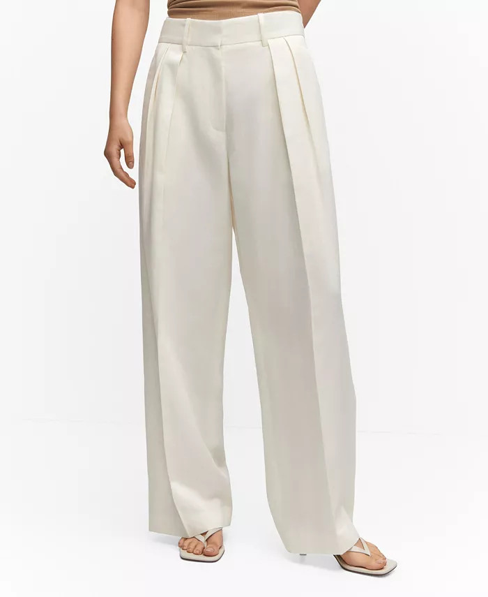 MANGO Women's Wideleg Pleated Pants - Macy's | Macys (US)