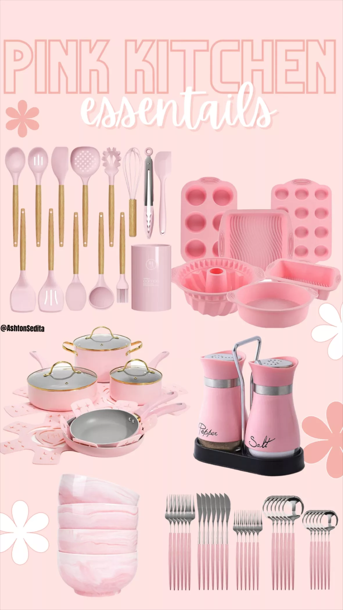 Vkoocy Pink Pots and Pans Set Nonstick Induction Kitchen Cookware Set  Cooking 6