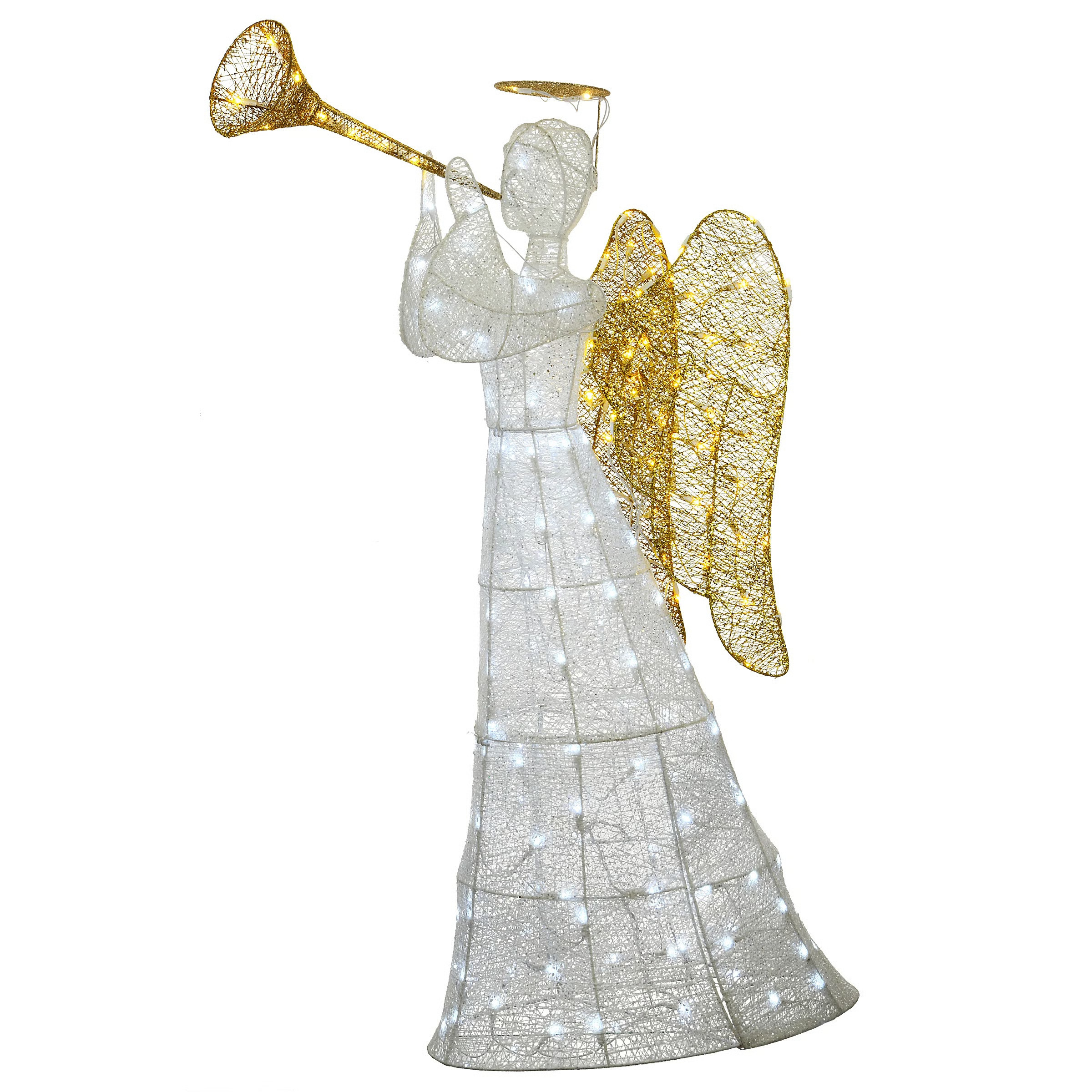 The Holiday Aisle® 60 in. Angel Decoration with LED Lights, White & Reviews | Birch Lane | Birch Lane