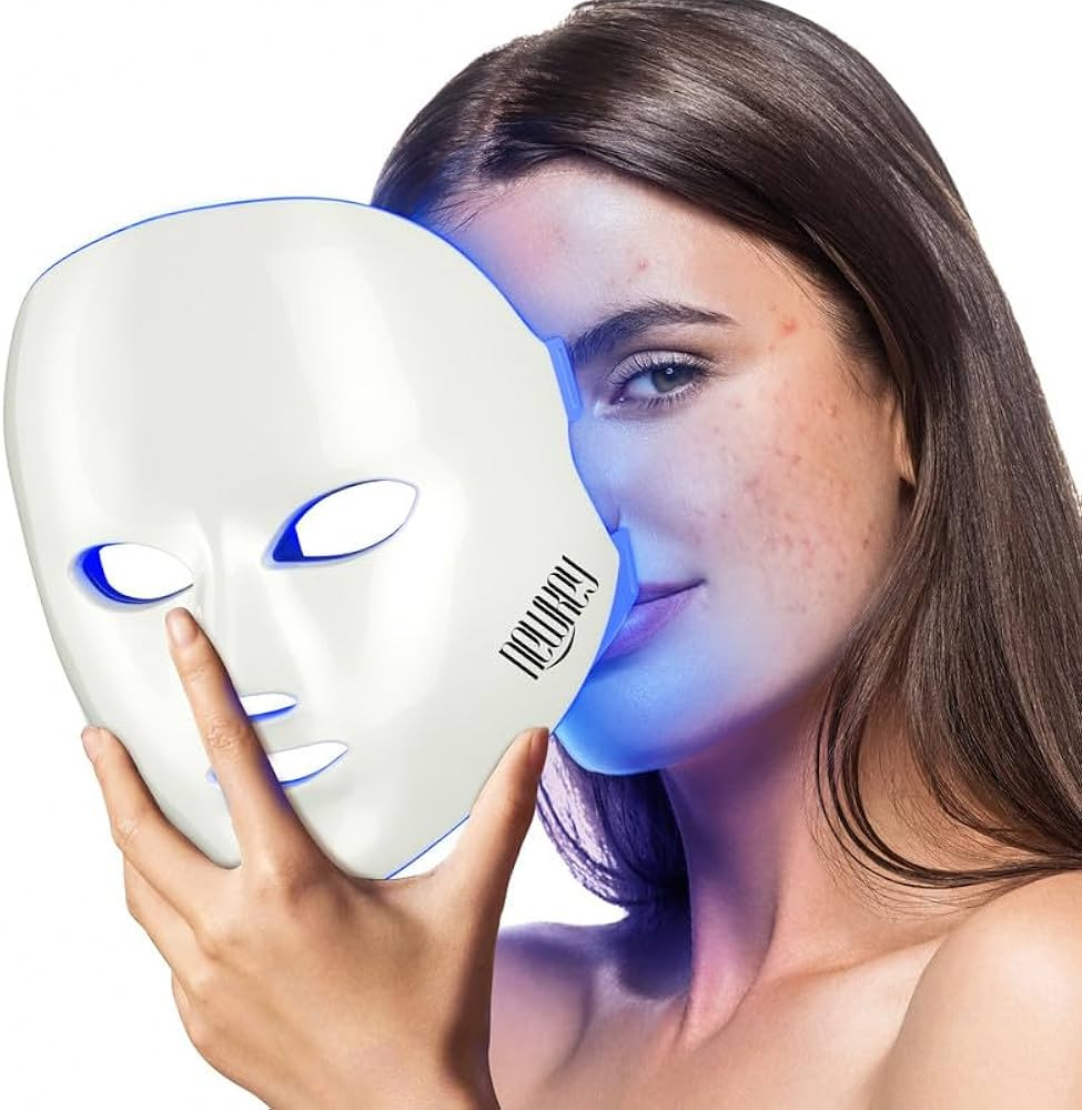 NEWKEY LED Face Mask Light Therapy,Red Light Therapy for Face Wrinkle Blue Light Therapy Mask for... | Amazon (US)