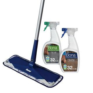 Premium Hard-Surface Floor Microfiber Flat Mop, 32 oz. Hardwood Cleaner and 32 oz. Hard-Surface Cleaner | The Home Depot