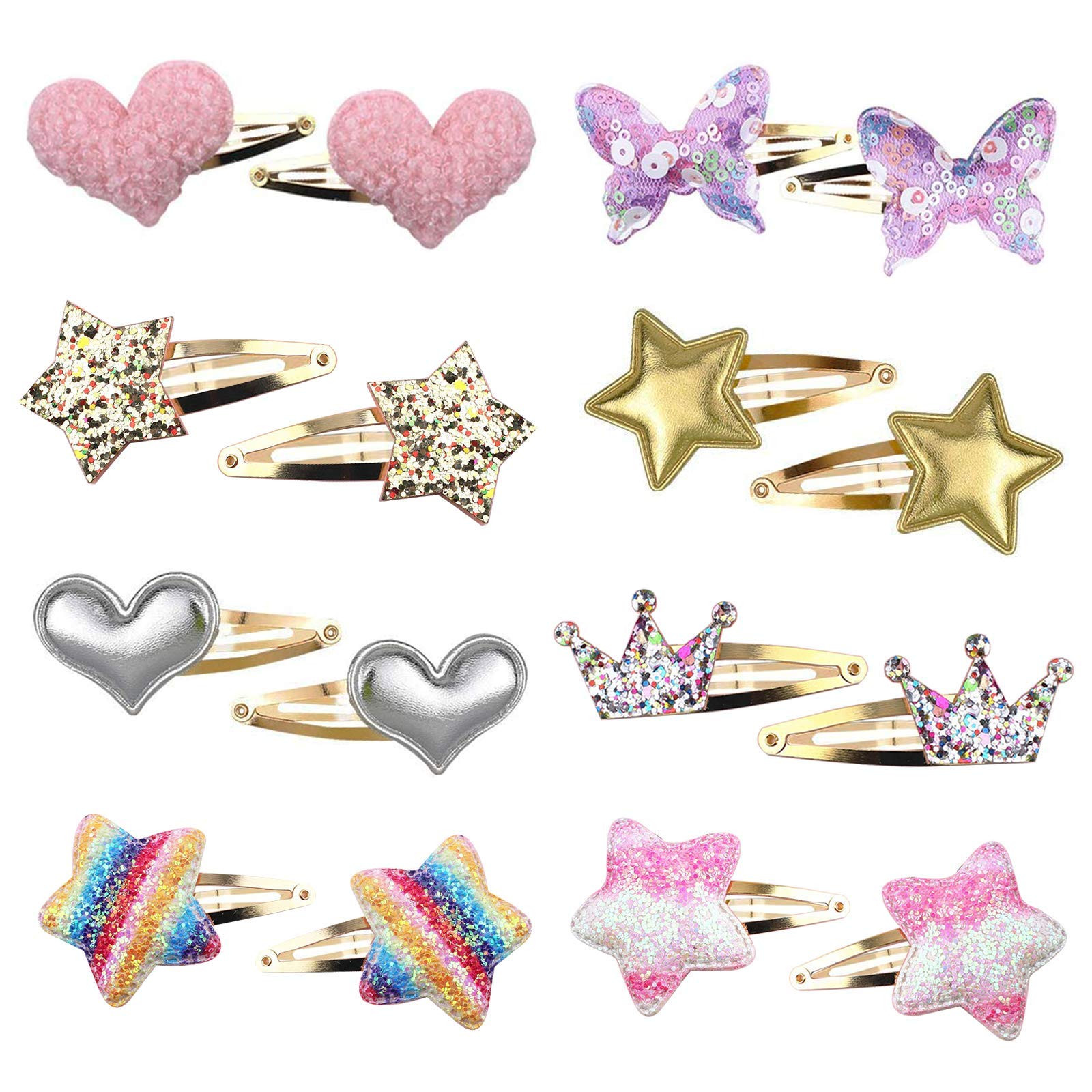 8 Pairs/16 Pack Hair Clips for Girls, Gingbiss Butterfly Metal Snap Hair Clips, Cute Girls Barret... | Amazon (US)