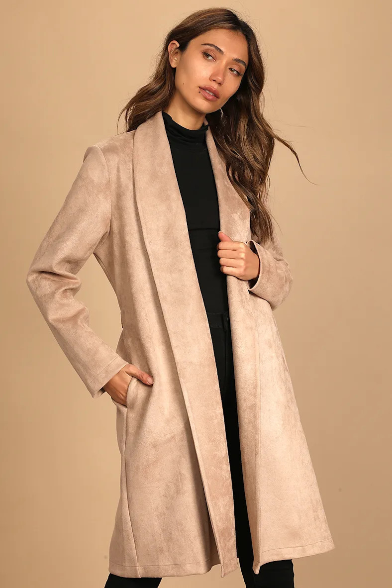 Nothing But Chic Taupe Suede Trench Coat | Lulus (US)
