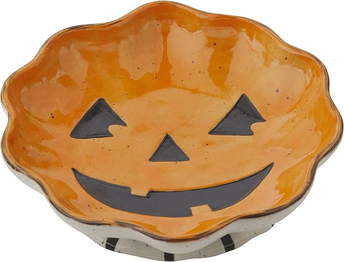 Mud Pie Halloween Stoneware Candy Bowl Dish, Pumpkin, 2 1/4" x 8 3/4" dia | Amazon (US)