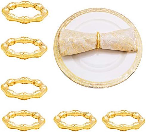 NAGU Napkin Rings Set of 6 - Super Clean Bamboo Shoot Style Napkin Holder Rings for Home Table Setti | Amazon (US)