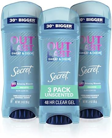 Amazon.com: Secret Antiperspirant and Deodorant for Women, Outlast Clear Gel, Unscented, 3.4 Oz, ... | Amazon (US)