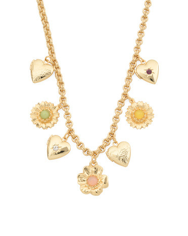 Made In Usa 24kt Gold Plated Spring Charms Necklace | TJ Maxx