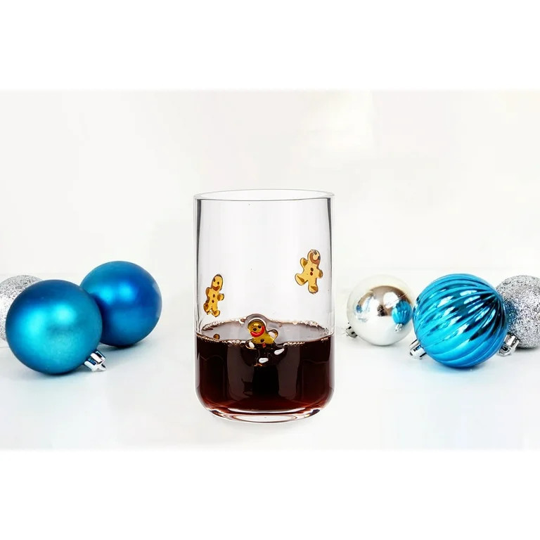 Gingerbread Man Charm Drinking Glass 16 OZ Holiday Time - Walmart.com | Walmart (US)
