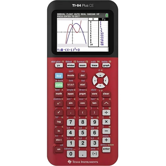Texas Instruments TI-84 Plus CE 7.5 inch Graphing Calculator, Radical Red | Walmart (US)