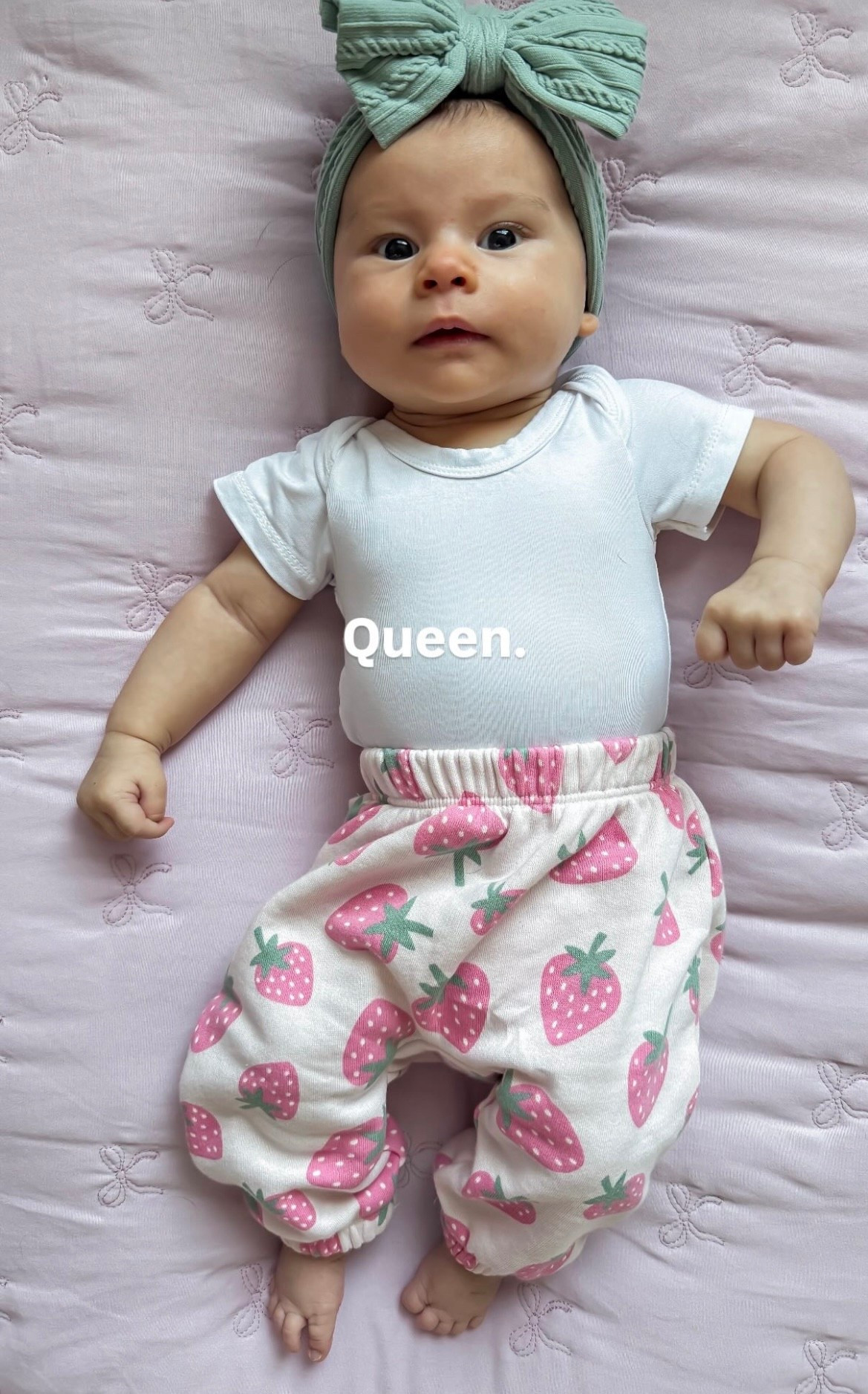 Baby girl outfit with strawberry pants + green bow headband 

#LTKBaby #LTKmomlife #LTKKids