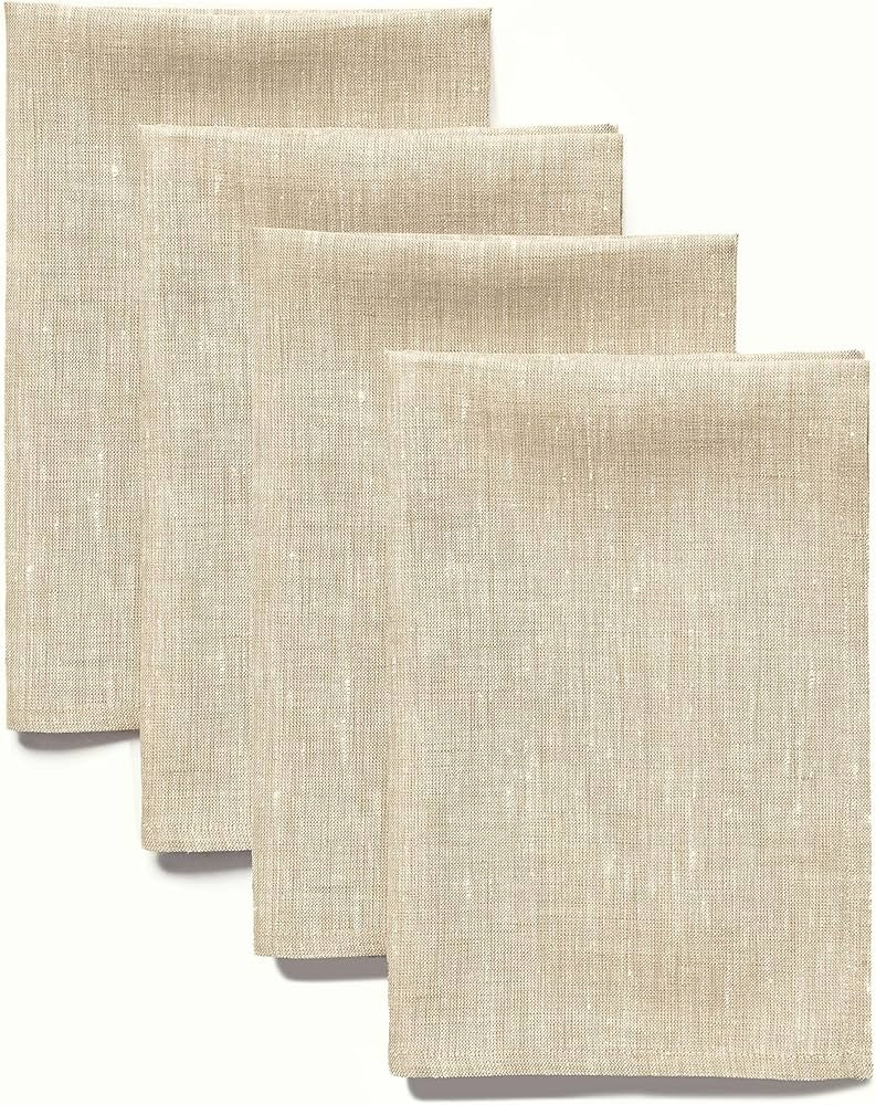 Solino Home Champagne Beige Linen Cloth Napkins – 20 x 20 Inch Dinner Napkins Set of 4 – 100%... | Amazon (US)