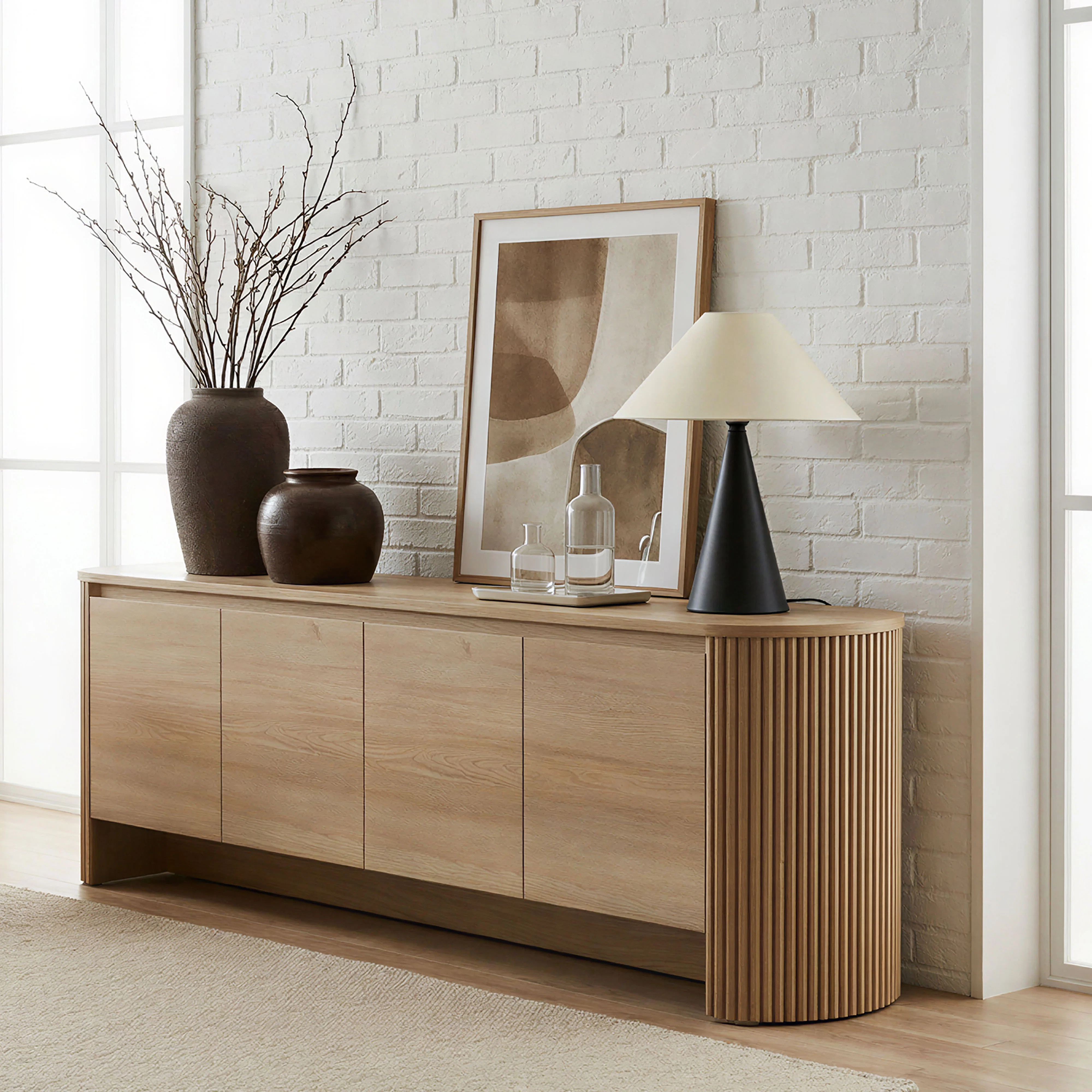 Cove Fluted 70.8" TV Stand for TVs up to 85", Entertainment Center With 4 Storage Cabinets | Wayfair North America