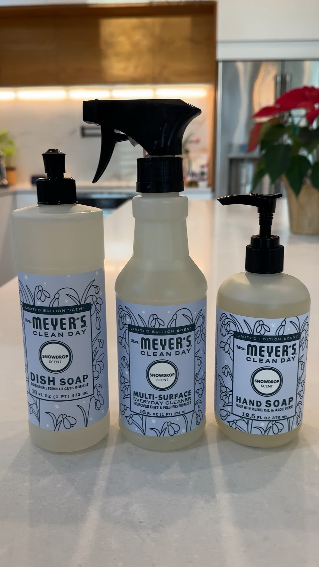 I’m using the Mrs. Meyer’s Clean Day Snowdrop limited-edition set right now, and it’s such a soft, fresh winter scent.

Dish soap cuts through grease without being harsh, the multi-surface cleaner is great for everyday kitchen messes, and the hand soap smells light and clean without drying my hands.

Perfect for a winter reset and keeping the kitchen feeling fresh 🌿

#LTKdayinmylife #LTKHome #LTKmomlife