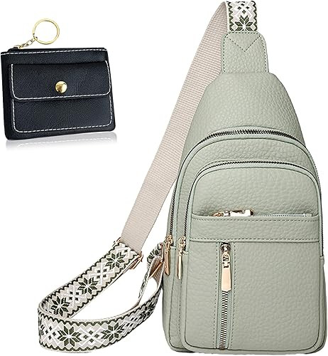 Leather Sling Bag for Women,Travel Small Sling Bag Crossbody Bags for Women-Vegan Leather Fanny P... | Amazon (US)