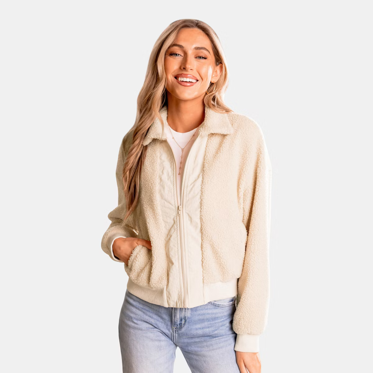 Women's Apricot Collared Front Zipper Bomber Coat - Cupshe | Target