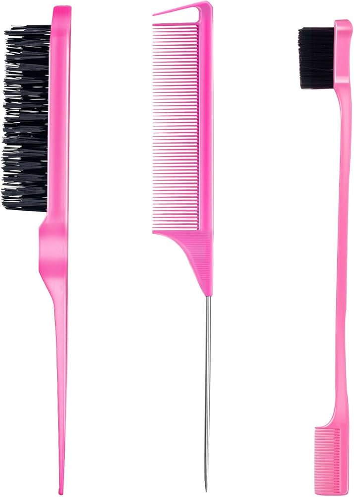 3 Pieces Hair Styling Comb Set Teasing Hair Brush Rat Tail Comb Edge Brush for Edge&Back Brushing... | Amazon (US)